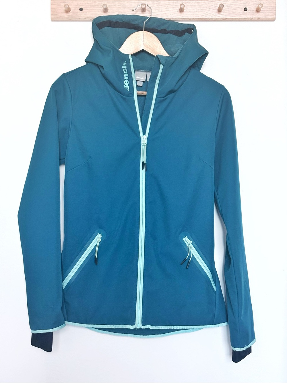 Bench Blue Marl Slim Fit Hooded Softshell Jacket – Size S – Fleece Lined